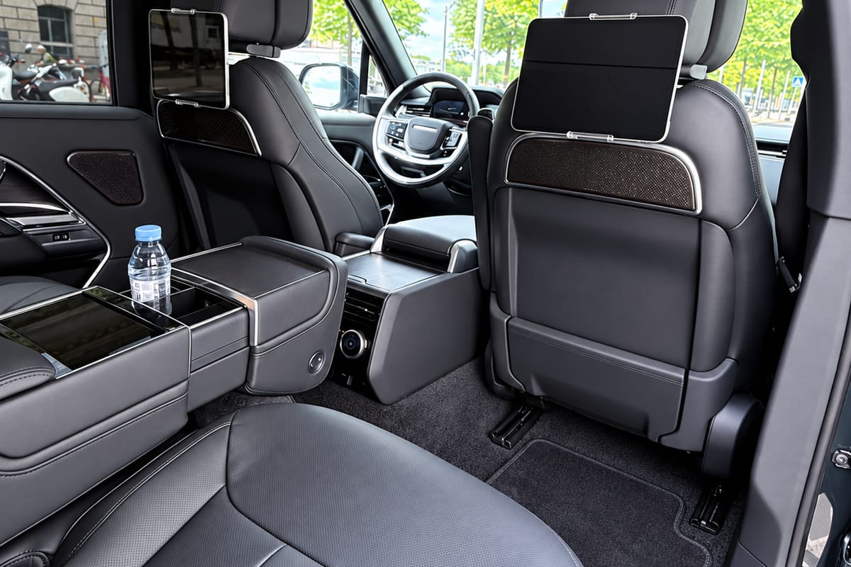 Fond des Range Rover mit Ledereinzelsitzen und Mittelkonsole