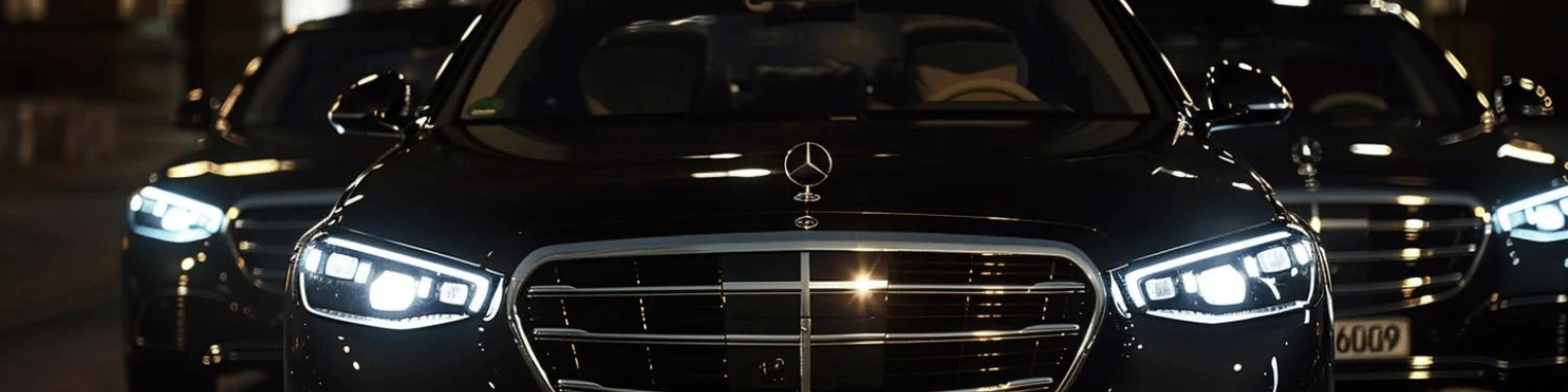 Mercedes-Benz S-Klasse bei Nacht – Exklusiver Fahrservice von Ayden Chauffeurs & Limousines. Jetzt Angebot anfordern.